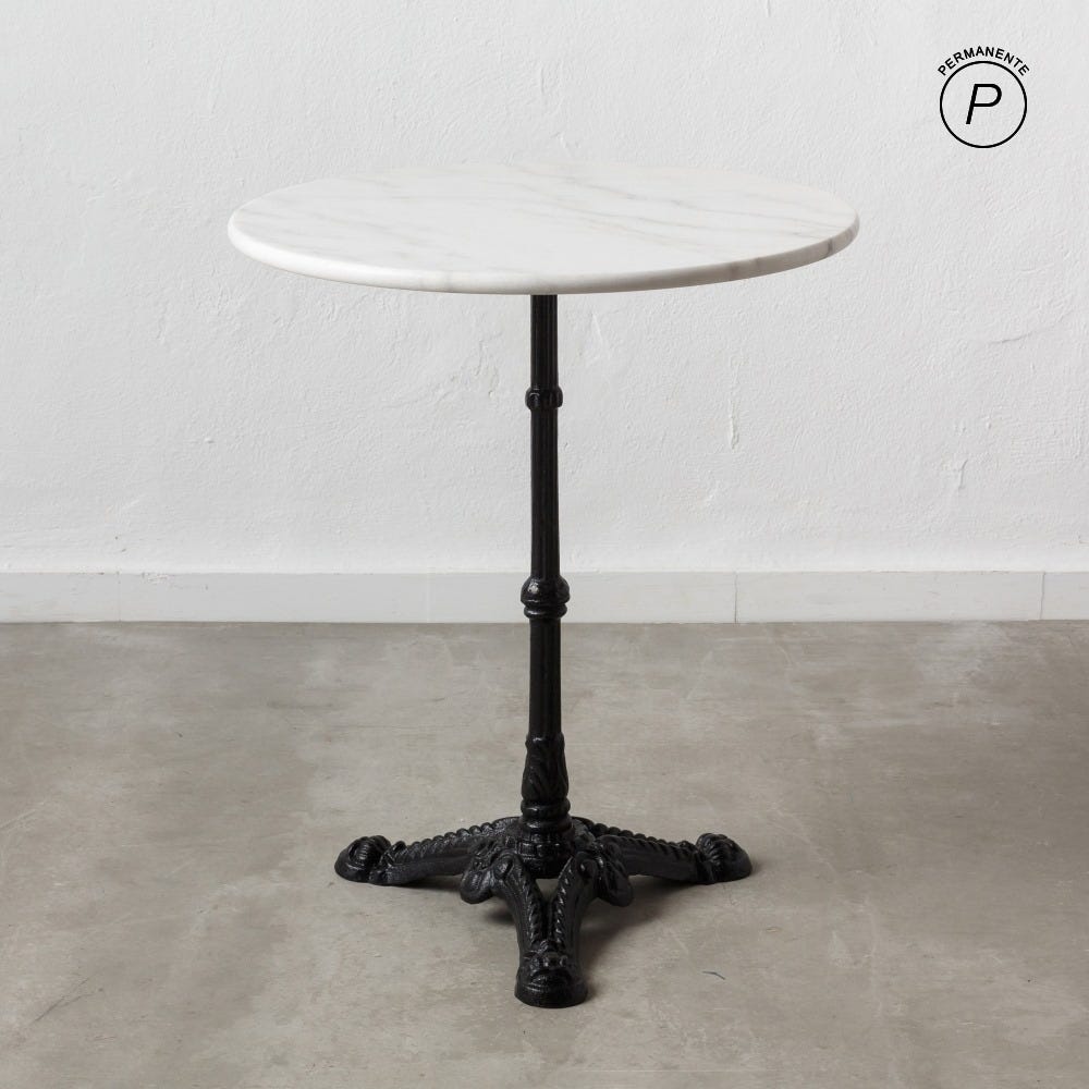 Mesa Auxiliar Branco-Negro Metal-Mármol 60 X 60 X 71 Cm - Image 2