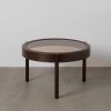 Mesa Cafe Castanho Escuro Metal-Cristal 75 X 75 X 46 Cm