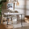 Mesa Comedor Branco-Negro Metal-Mármol 120 X 60 X 71 Cm