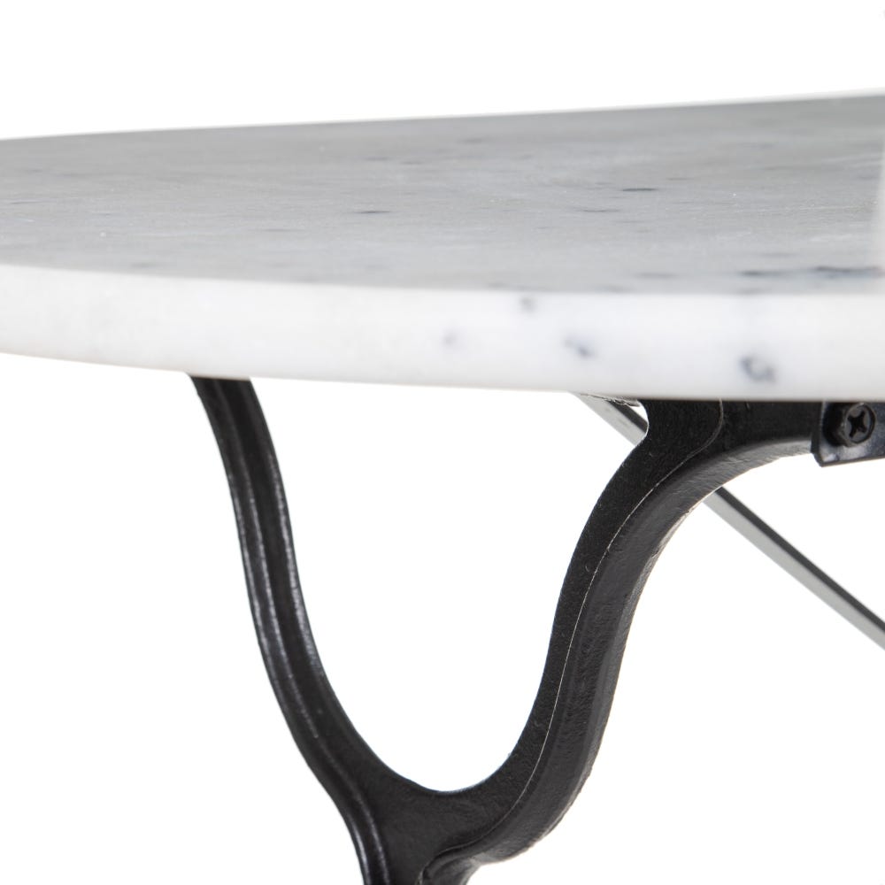 Mesa Comedor Branco-Negro Metal-Mármol 120 X 60 X 71 Cm - Image 3