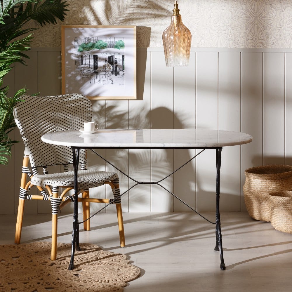 Mesa Comedor Branco-Negro Metal-Mármol 120 X 60 X 71 Cm - Image 7