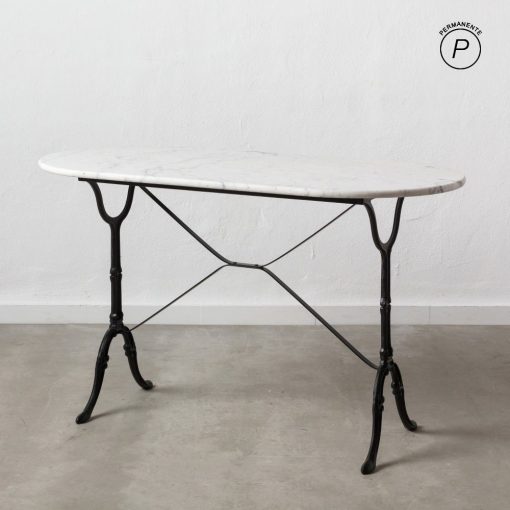 Mesa Comedor Branco-Negro Metal-Mármol 120 X 60 X 71 Cm - Image 5