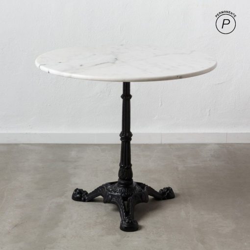 Mesa Comedor Branco-Negro Metal-Mármol 80 X 80 X 71 Cm - Image 2