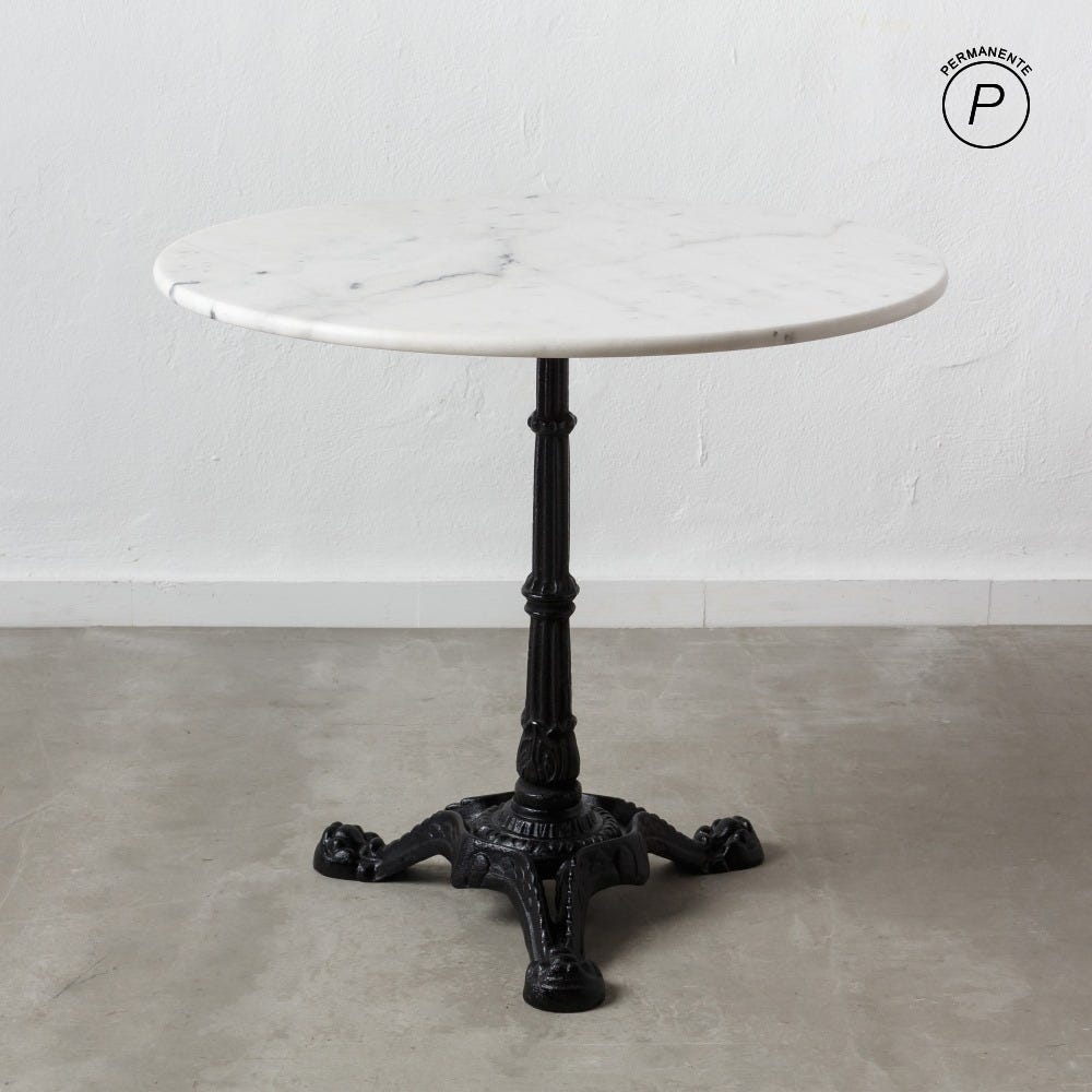 Mesa Comedor Branco-Negro Metal-Mármol 80 X 80 X 71 Cm - Image 2