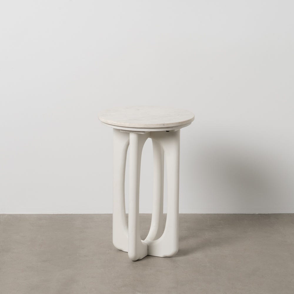 Mesa De Apoio Branco Mármore/Madeira 40 X 40 X 60 Cm - Image 5
