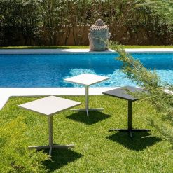 Mesa De Apoio Dobrável Taupe Old Aço 70 X 70 X 74 Cm