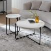 Mesa De Cafe Beige-Negro Magnésio 68 X 68 X 44 Cm