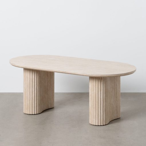 Mesa De Cafe Beige Pedra Mdf Decoração 120 X 60 X 46 Cm - Image 2