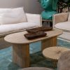 Mesa De Cafe Beige Pedra Mdf Decoração 120 X 60 X 46 Cm