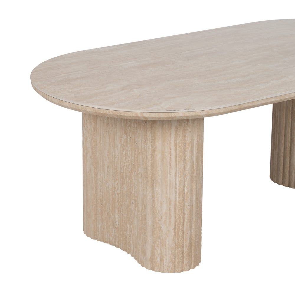 Mesa De Cafe Beige Pedra Mdf Decoração 120 X 60 X 46 Cm - Image 4