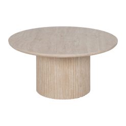 Mesa De Cafe Beige Pedra Mdf Decoração 90 X 90 X 45 Cm
