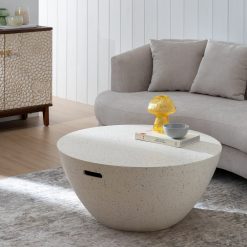 Mesa De Cafe Branco Fibra De Magnésio 90 X 90 X 40 Cm