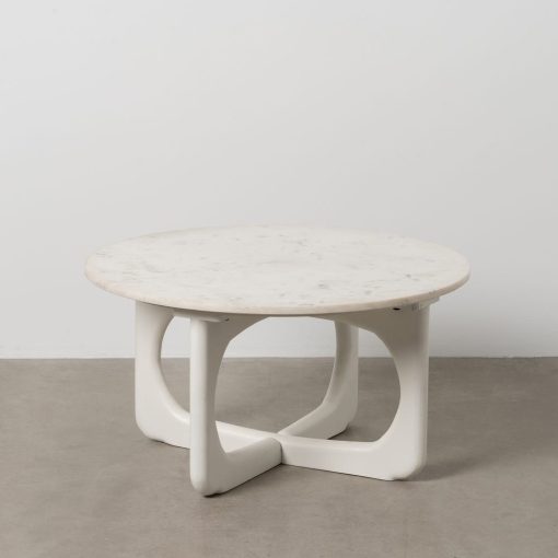 Mesa De Cafe Branco Mármore/Madeira Room 75 X 75 X 40 Cm - Image 2
