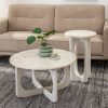 Mesa De Cafe Branco Mármore/Madeira Room 75 X 75 X 40 Cm