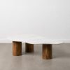 Mesa De Cafe Branco-Natural 135 X 80 X 35 Cm