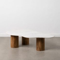 Mesa De Cafe Branco-Natural 135 X 80 X 35 Cm