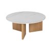 Mesa De Cafe Branco-Natural 80 X 80 X 35 Cm