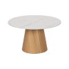 Mesa De Cafe Branco-Natural 80 X 80 X 45 Cm