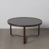 Mesa De Cafe Castanho Escuro Metal-Cristal 80 X 80 X 42 Cm