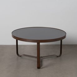 Mesa De Cafe Castanho Escuro Metal-Cristal 80 X 80 X 42 Cm