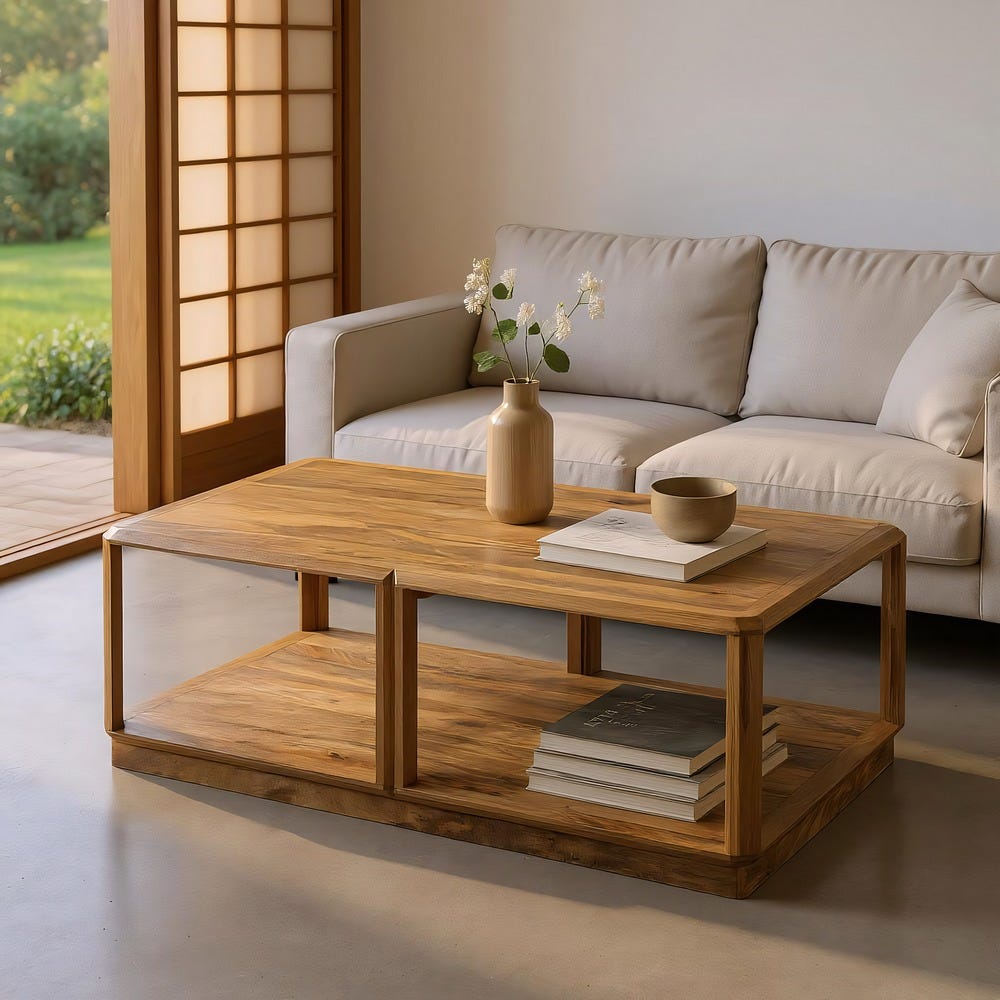 Mesa De Cafe Castanho Madeira Mango Room 130 X 80 X 45 Cm - Image 2