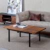 Mesa De Cafe Castanho-Negro Madeira-Ferro 110 X 60 X 40 Cm