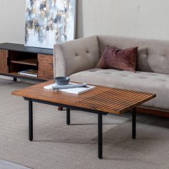 Mesa De Cafe Castanho-Negro Madeira-Ferro 110 X 60 X 40 Cm