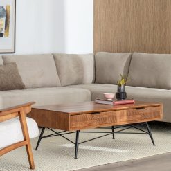 Mesa De Cafe Castanho-Negro Madeira-Metal 120 X 60 X 40 Cm