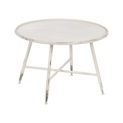 Mesa De Cafe Creme Metal 75 X 75 X 50 Cm