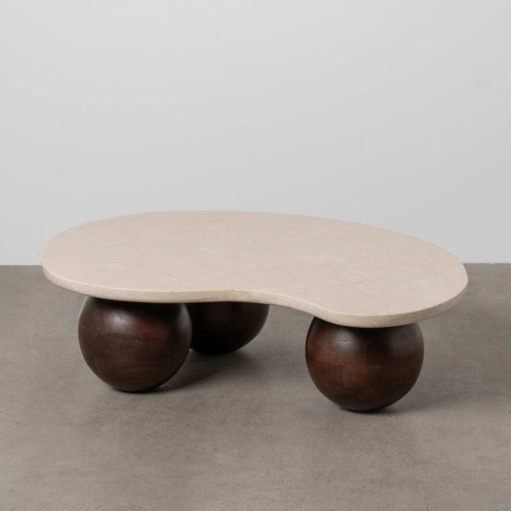 Mesa De Cafe Mármore/Madeira Room 107 X 80 X 29 Cm
