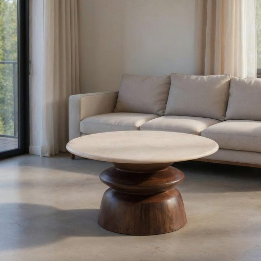 Mesa De Cafe Mármore/Madeira Room 75 X 75 X 39 Cm - Image 2