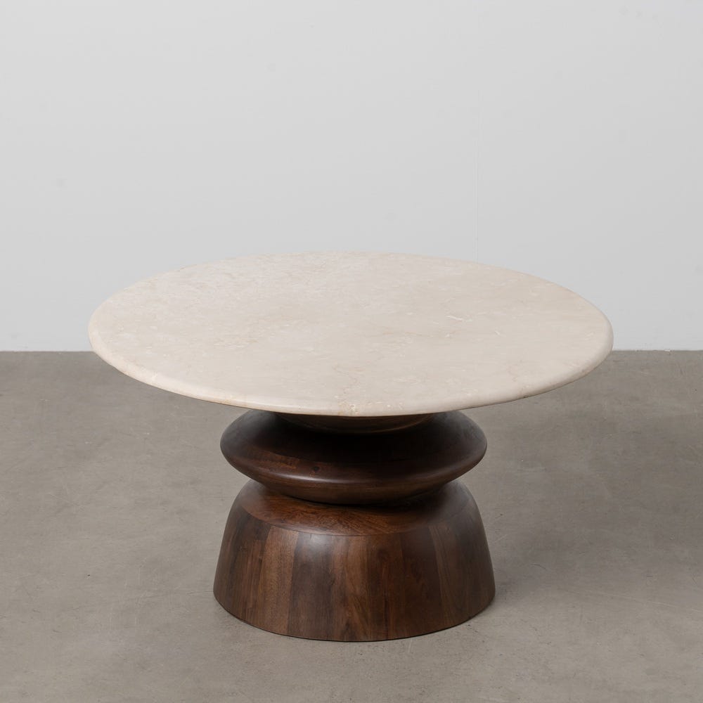 Mesa De Cafe Mármore/Madeira Room 75 X 75 X 39 Cm - Image 3