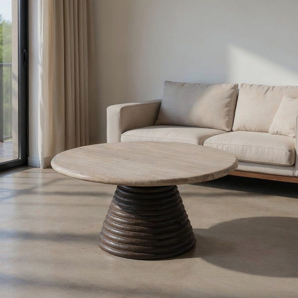 Mesa De Cafe Mármore/Madeira Room 90 X 90 X 43 Cm - Image 2