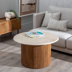 Mesa De Cafe Natural-Creme 76 X 76 X 45 Cm