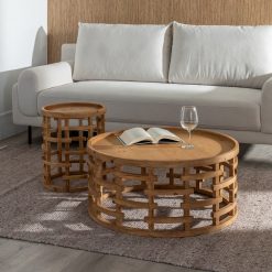 Mesa De Cafe Natural Mdf-Madeira 80 X 80 X 36 Cm
