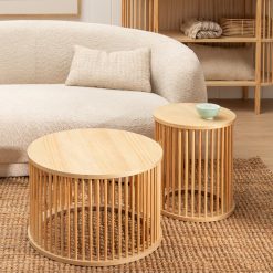 Mesa De Cafe Natural Mdf-Madeira Stick 60 X 60 X 38 Cm