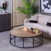 Mesa De Cafe Natural Mdf-Metal Room 120 X 120 X 35 Cm