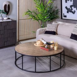 Mesa De Cafe Natural Mdf-Metal Room 120 X 120 X 35 Cm
