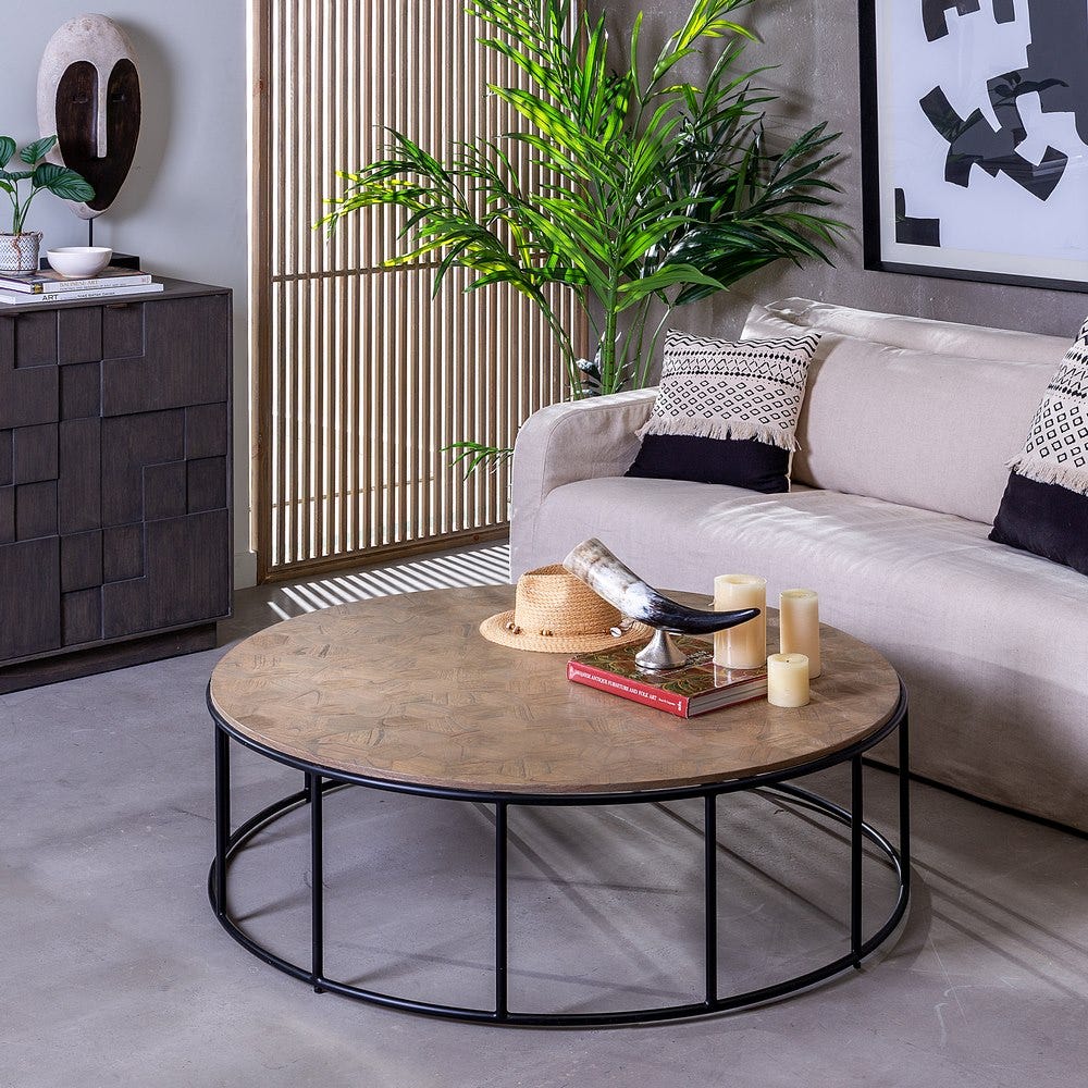Mesa De Cafe Natural Mdf-Metal Room 120 X 120 X 35 Cm - Image 3