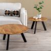 Mesa De Cafe Natural-Preto Madeira-Ferro 80 X 80 X 40 Cm