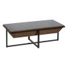 Mesa De Cafe Natural-Preto Madeira-Metal 120 X 60 X 43