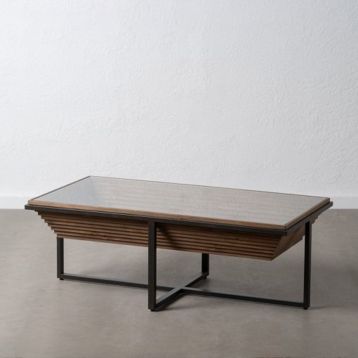 Mesa De Cafe Natural-Preto Madeira-Metal 120 X 60 X 43,50 Cm - Image 5