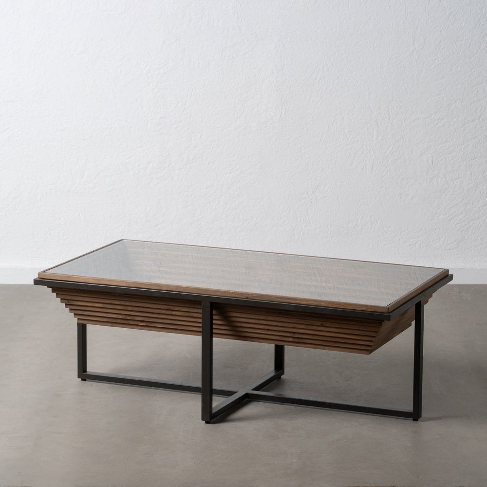 Mesa De Cafe Natural-Preto Madeira-Metal 120 X 60 X 43,50 Cm - Image 5