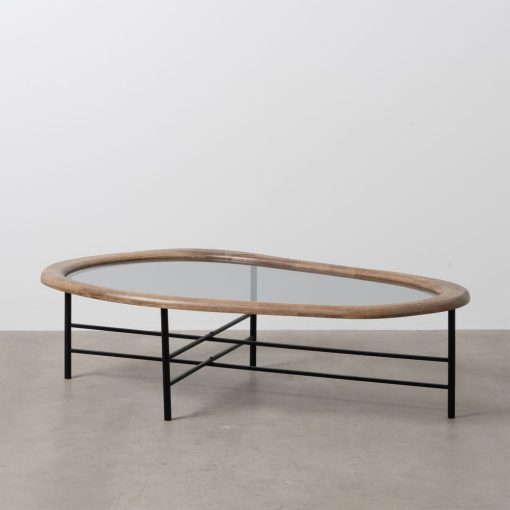 Mesa De Cafe Natural-Preto Madeira-Metal 120 X 69 X 33 Cm - Image 2