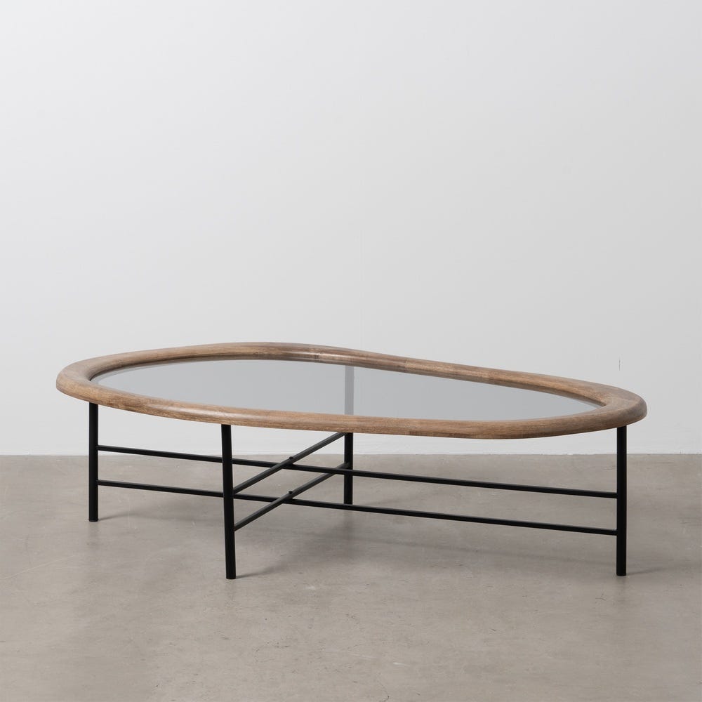 Mesa De Cafe Natural-Preto Madeira-Metal 120 X 69 X 33 Cm - Image 2