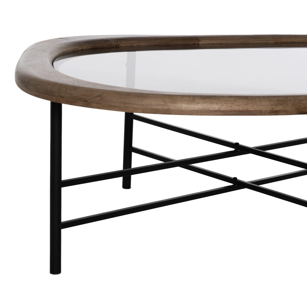 Mesa De Cafe Natural-Preto Madeira-Metal 120 X 69 X 33 Cm - Image 5