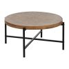 Mesa De Cafe Natural-Preto Metal-Madeira 89 X 89 X 42