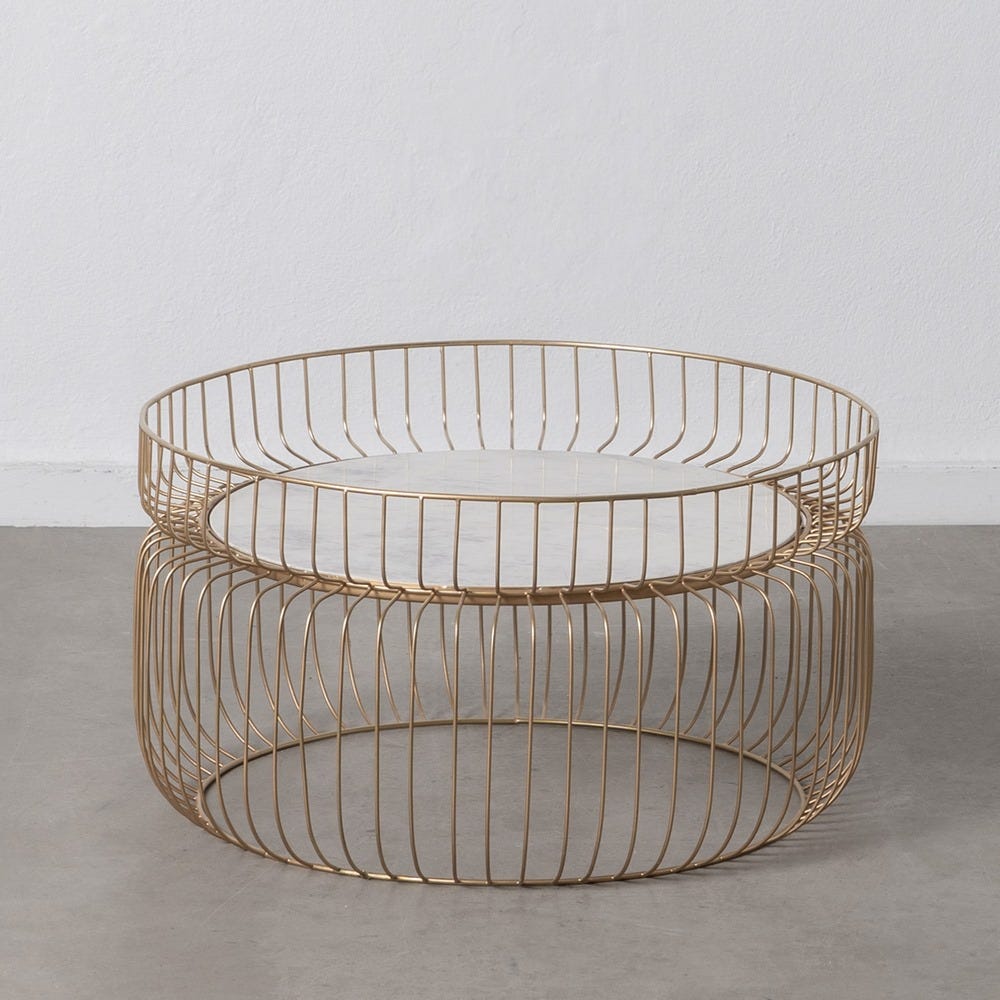 Mesa De Cafe Ouro-Branco Ferro/ Marble 72 X 72 X 40 Cm - Image 2