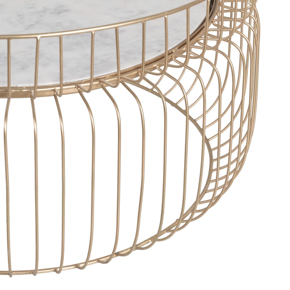 Mesa De Cafe Ouro-Branco Ferro/ Marble 72 X 72 X 40 Cm - Image 3