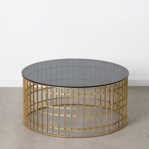 Mesa De Cafe Ouro Metal-Cristal Room 91 X 91 X 43 Cm - Image 2